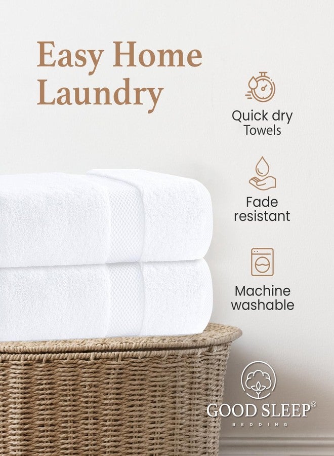 Good Sleep Bedding 100% Cotton Bath Towel Set, Set of 6 Bath Towels, 2 Bath Towel, 2 Hand Towels, 2 Wash Cloths for Showering, Highly Absorbent Bathroom Set, Super Soft & Quick Dry Towels for Bathroom, White - Image 5